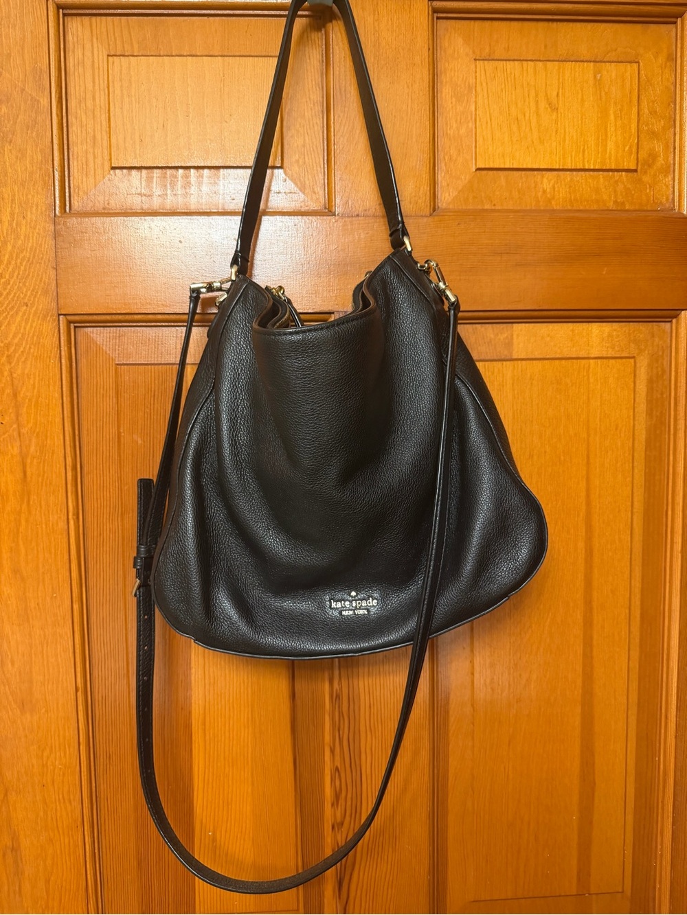 kate spade Black Pebbled Leather Crossbody Hobo Bag